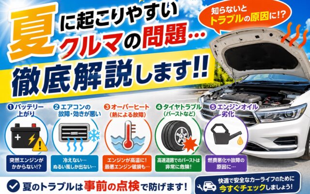 夏に起こりやすい車の問題…徹底解説します！！
