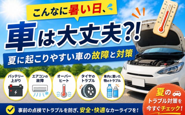 こんなに暑い日、車は大丈夫⁈夏に起こりやすい車の故障と対策